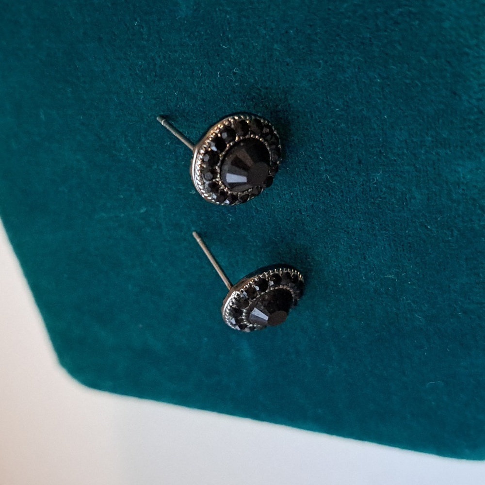 Black Rhinestone Pave Onyx Crystal Stud Earrings